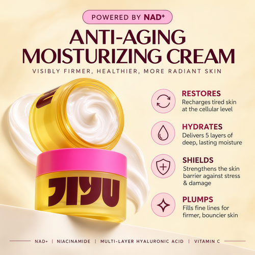 JIYU NAD+ Hydrating Face Moisturizer – Korean Anti-Aging Cream for Radiant, Firm & Smooth Skin – Deeply Hydrating & Brightening Daily Moisturizer Cream for Face and Body, All Skin Types – 50 ml