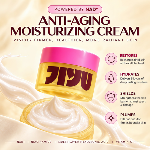 JIYU NAD+ Hydrating Face Moisturizer – Korean Anti-Aging Cream for Radiant, Firm & Smooth Skin – Deeply Hydrating & Brightening Daily Moisturizer Cream for Face and Body, All Skin Types – 50 ml
