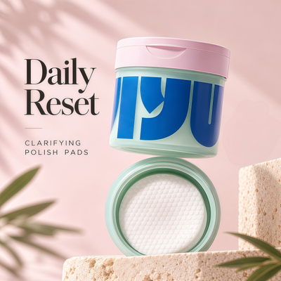 JIYU Cleansing Polish Pads - Korean Skincare for Clogged Pores, Breakouts & Uneven Skin Texture - Face Exfoliating Pads with Glycolic Acid (AHA), Salicylic Acid (BHA) & Niacinamide - 60 Count