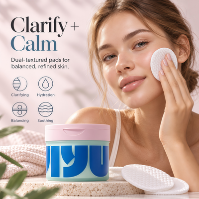 JIYU Cleansing Polish Pads - Korean Skincare for Clogged Pores, Breakouts & Uneven Skin Texture - Face Exfoliating Pads with Glycolic Acid (AHA), Salicylic Acid (BHA) & Niacinamide - 60 Count